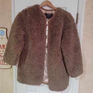 Brand New J. Crew Collarless Coat with Cream Lining - Sherpa